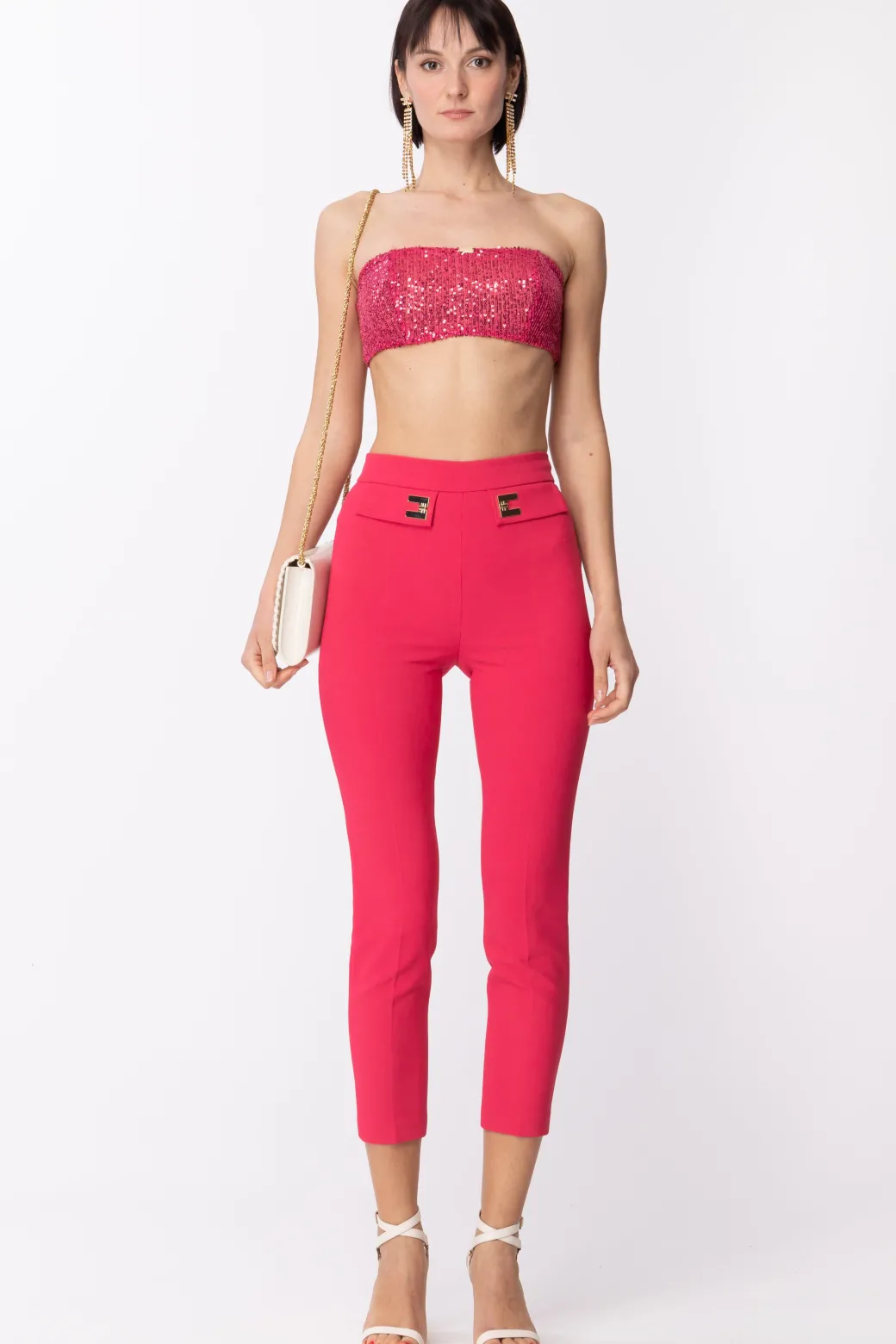 Donna Elisabetta Franchi Top a Fascia In Full Paillettes