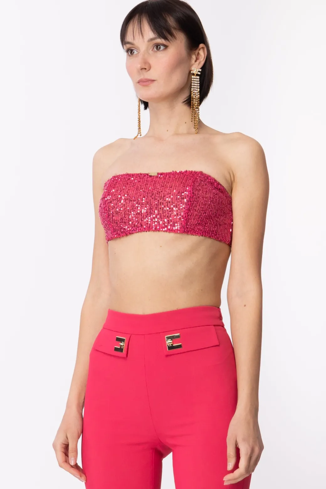 Donna Elisabetta Franchi Top a Fascia In Full Paillettes