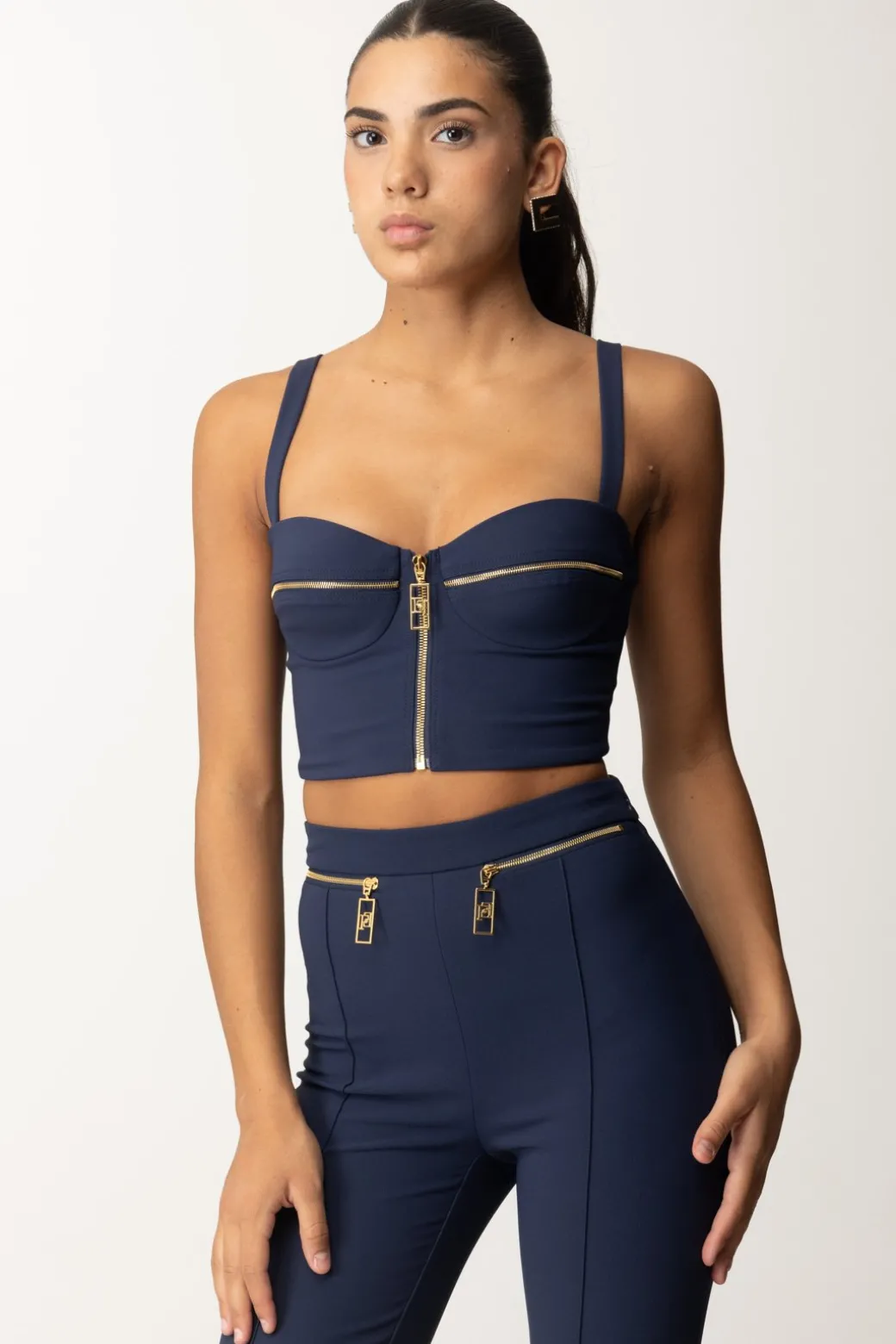 Donna Elisabetta Franchi Top Balconcino con Zip