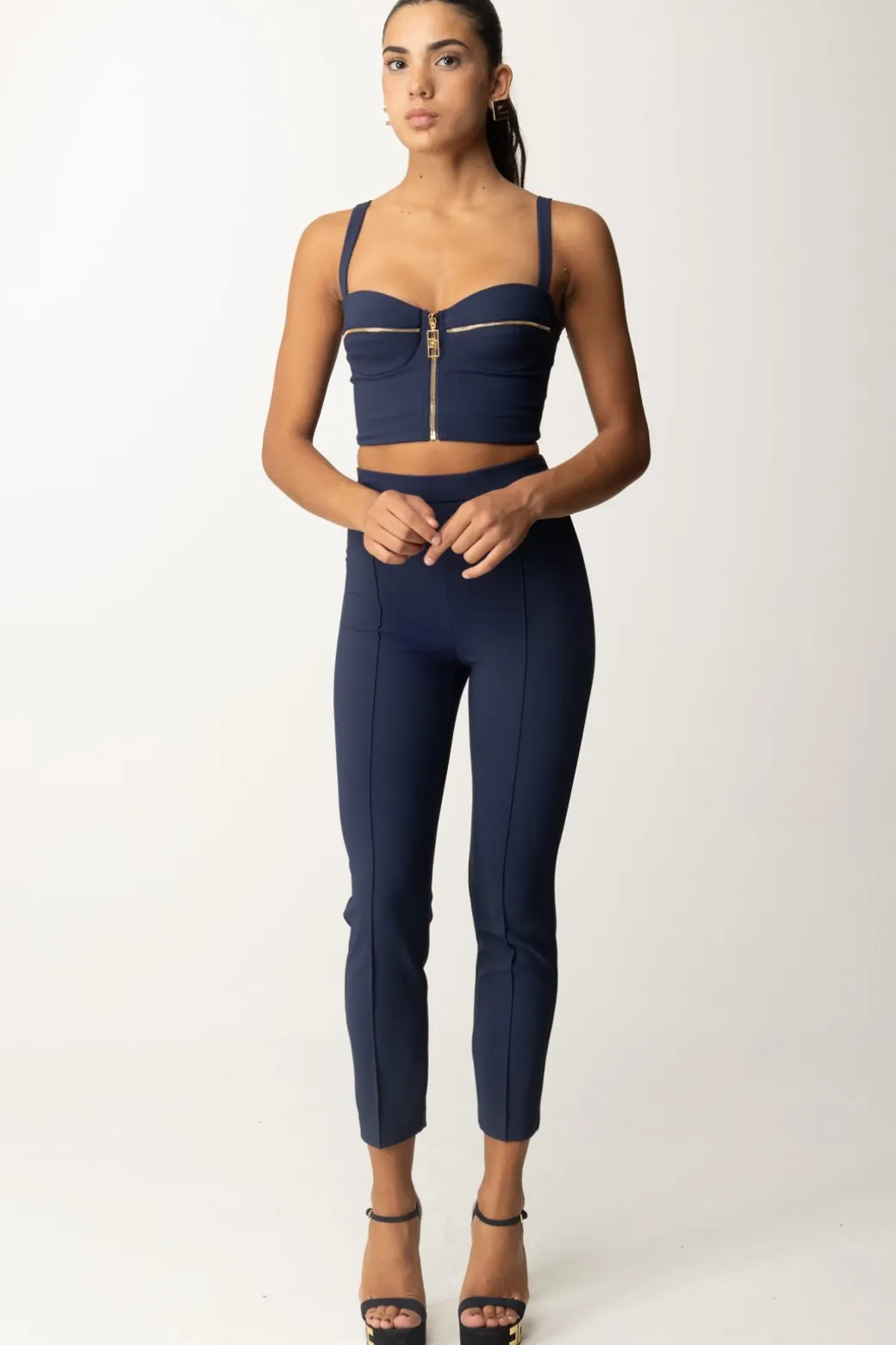 Donna Elisabetta Franchi Top Balconcino con Zip
