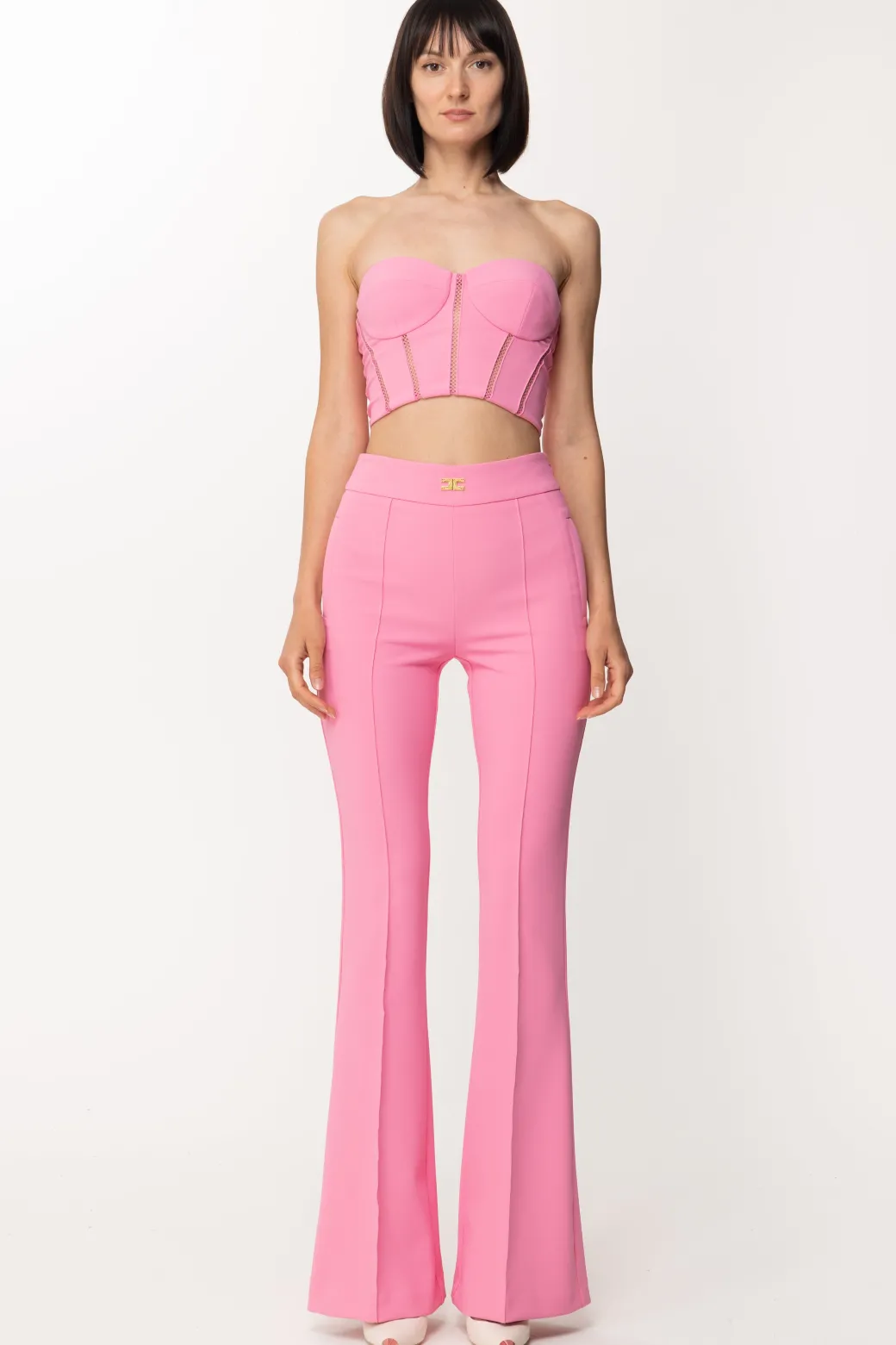 Donna Elisabetta Franchi Top Bustier con Motivo a Jour