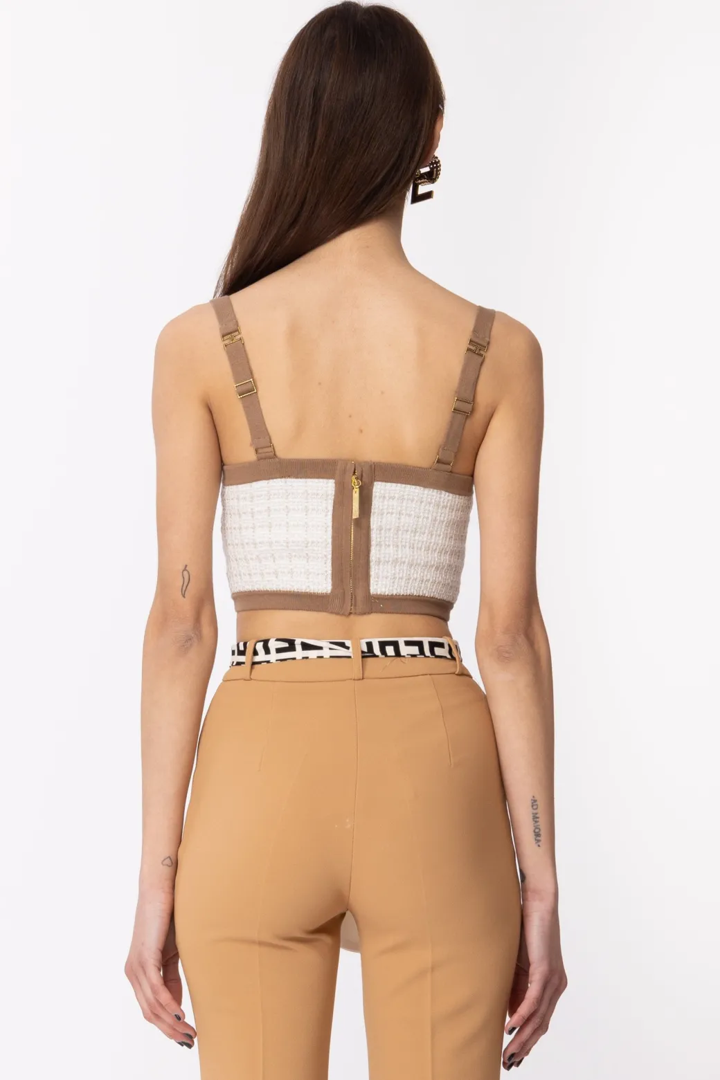 Donna Elisabetta Franchi Top Bustier In Tweed e Lurex