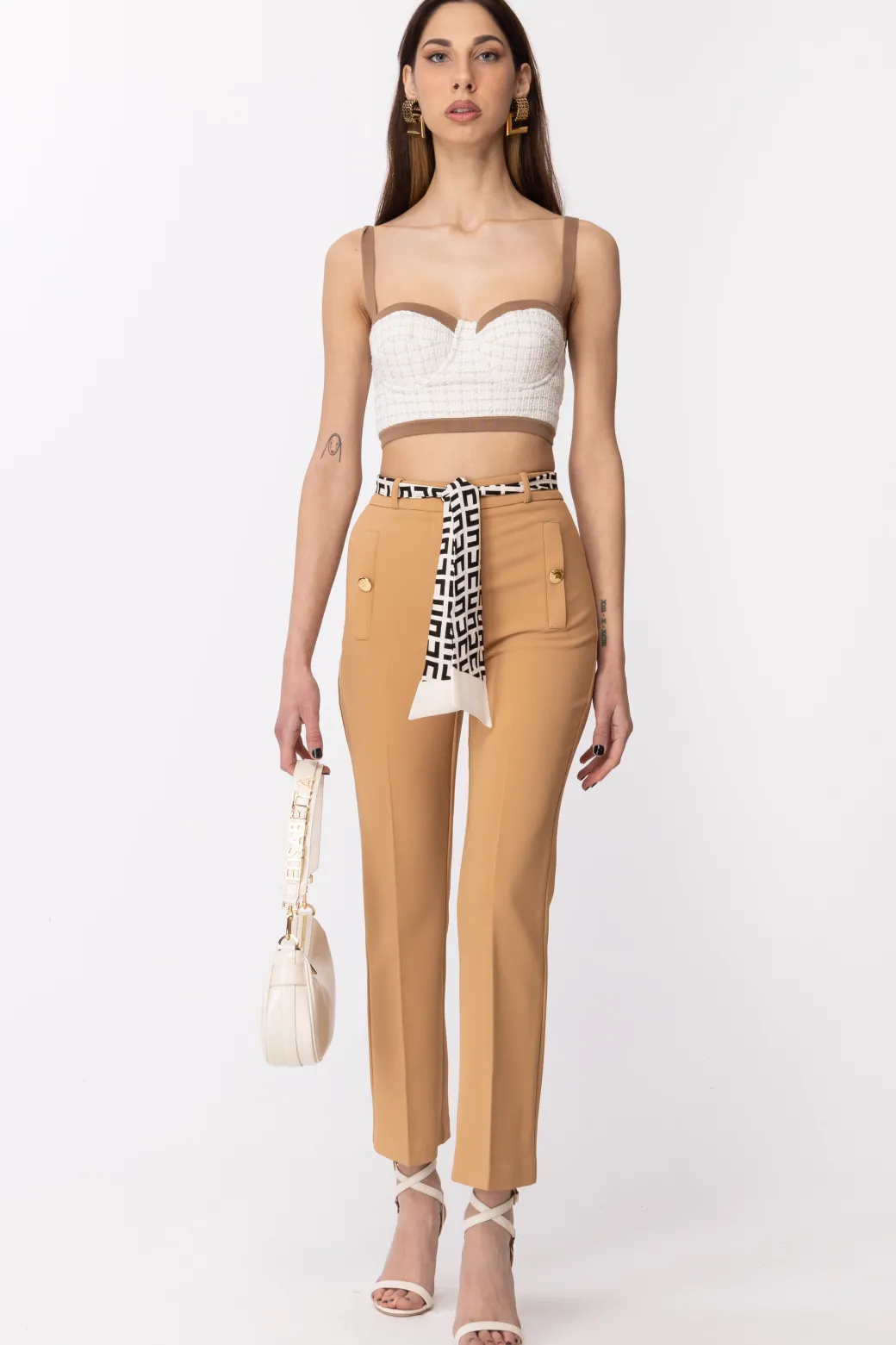 Donna Elisabetta Franchi Top Bustier In Tweed e Lurex