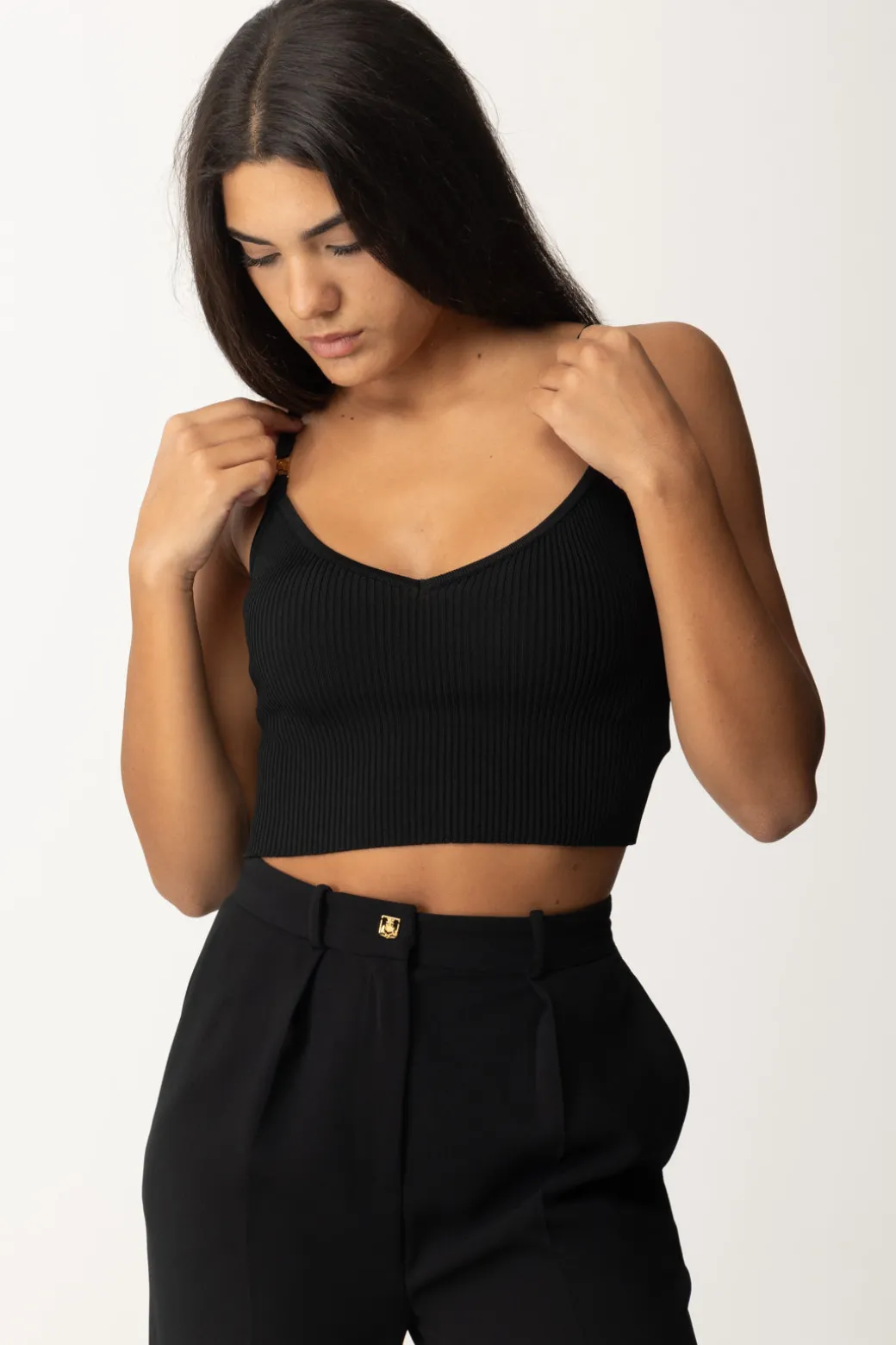 Donna Elisabetta Franchi Top Crop Bustier In Viscosa