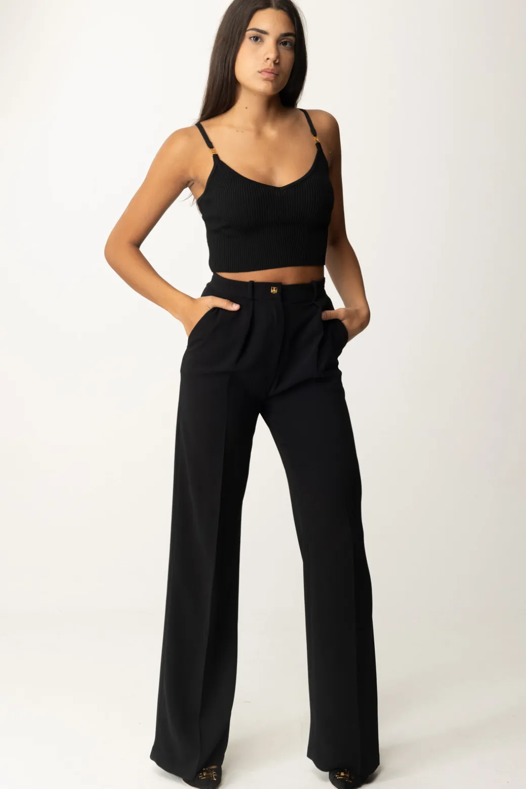 Donna Elisabetta Franchi Top Crop Bustier In Viscosa
