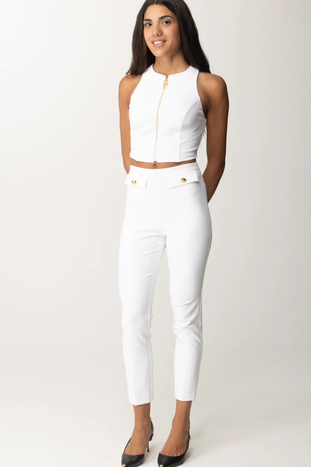 Donna Elisabetta Franchi Top Crop con Zip Frontale