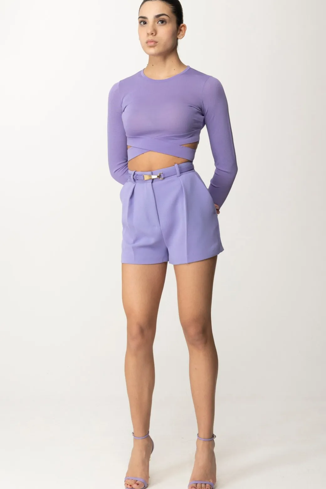 Donna Elisabetta Franchi Top Crop In Maglia con Cut-out