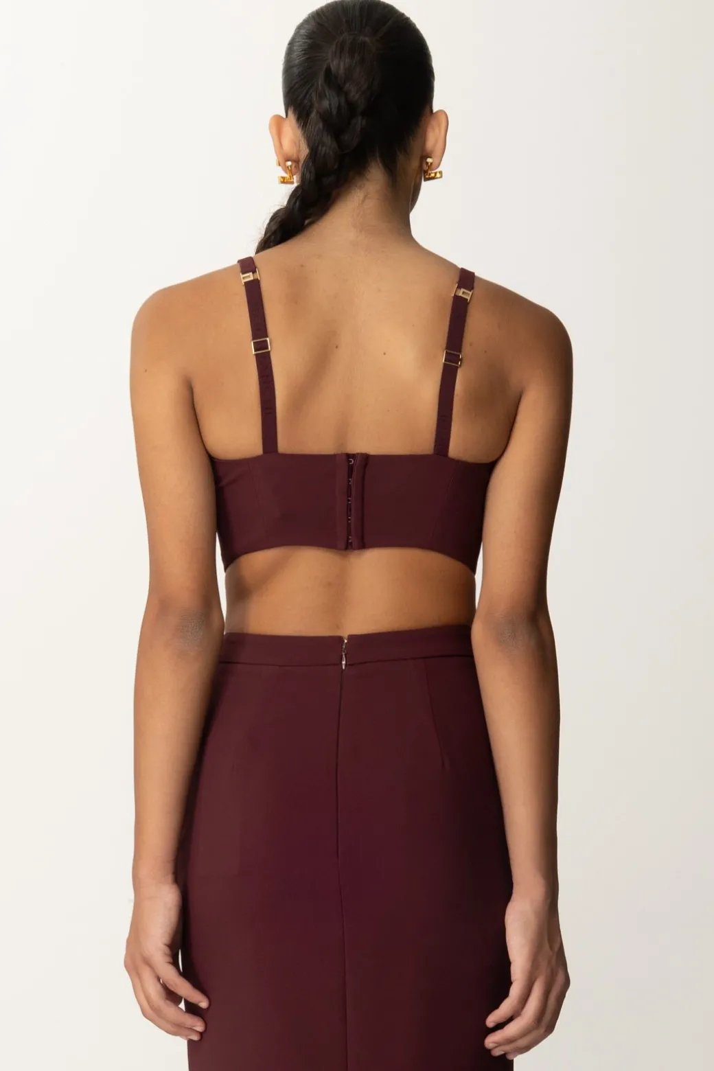 Donna Elisabetta Franchi Top Crop Stretch con Placca Logo