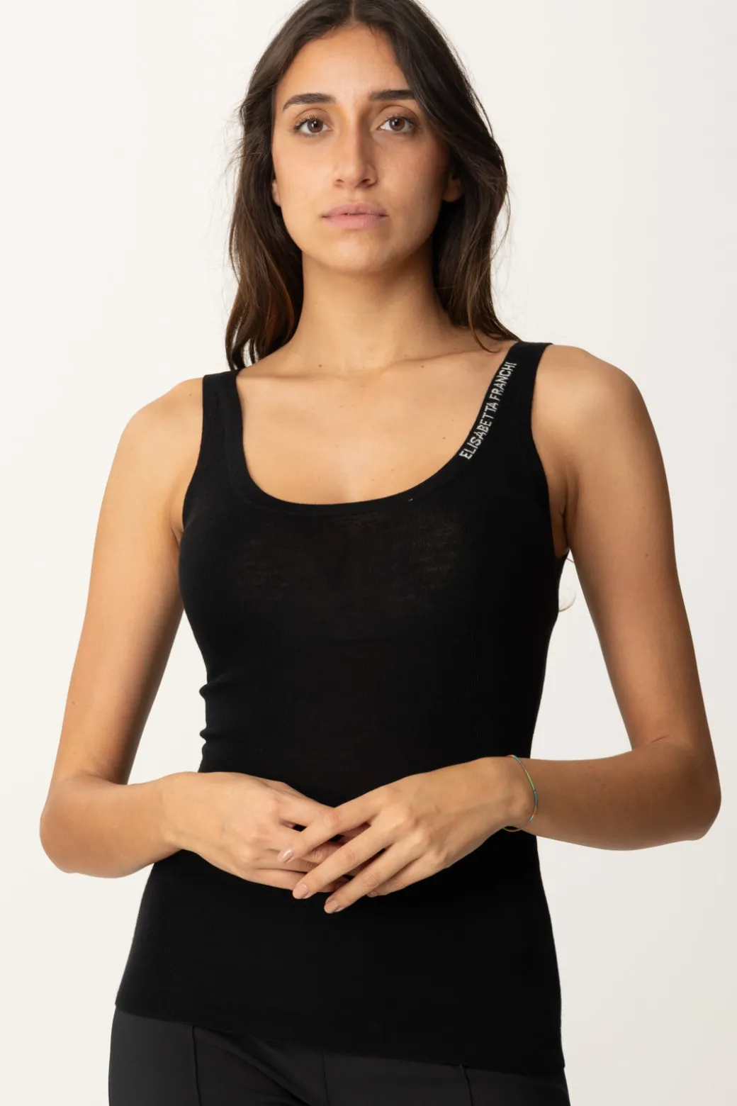 Donna Elisabetta Franchi Top In Lana con Logo