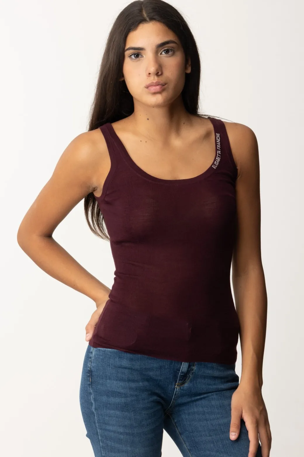 Donna Elisabetta Franchi Top In Lana con Logo