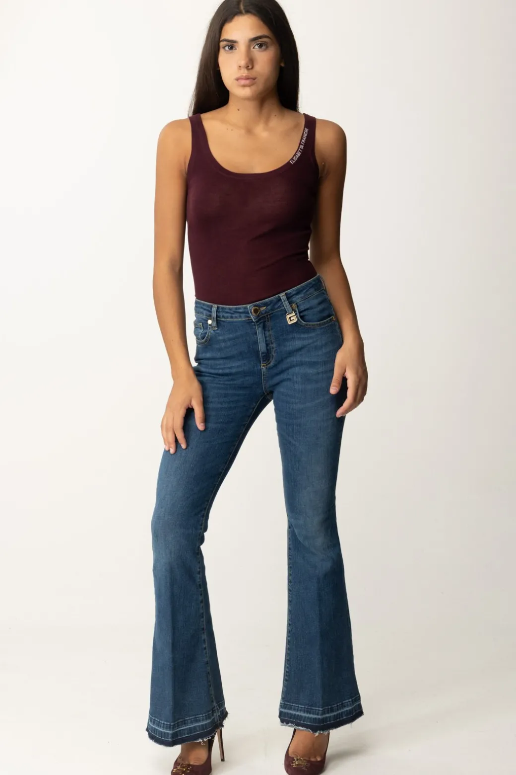 Donna Elisabetta Franchi Top In Lana con Logo