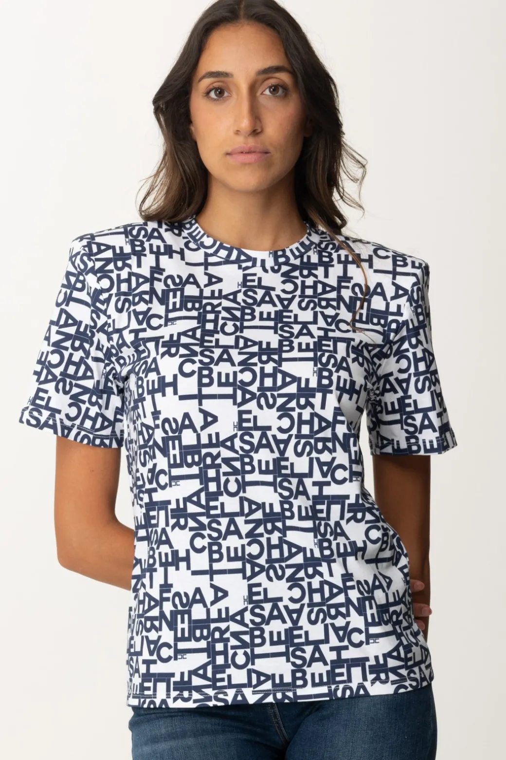 Donna Elisabetta Franchi T-shirt con Logo Lettering Piccolo