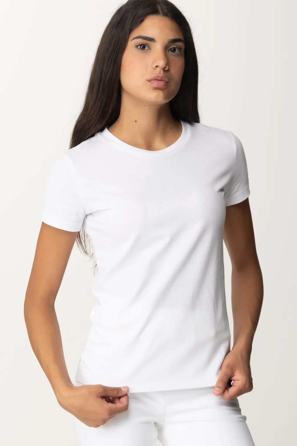 Donna Elisabetta Franchi T-shirt con Ricamo Logo Sulla Manica