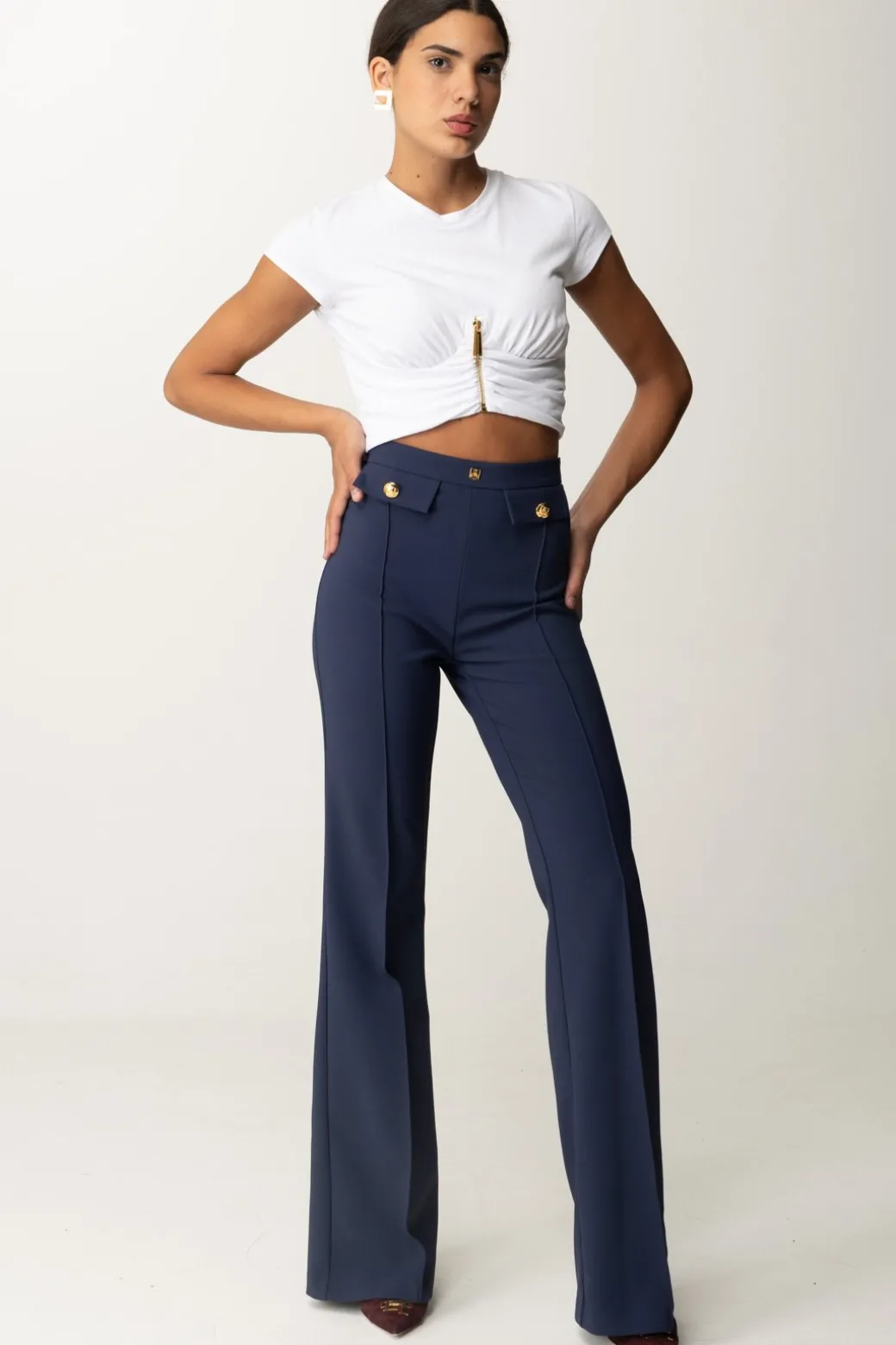 Donna Elisabetta Franchi T-shirt Crop con Zip