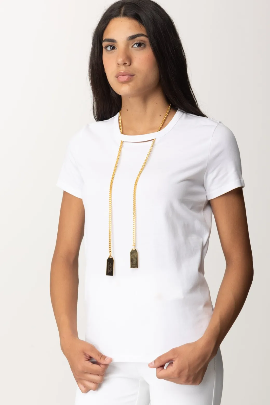 Donna Elisabetta Franchi T-shirt In Jersey con Collana