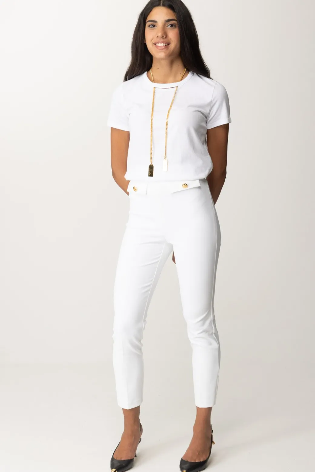 Donna Elisabetta Franchi T-shirt In Jersey con Collana