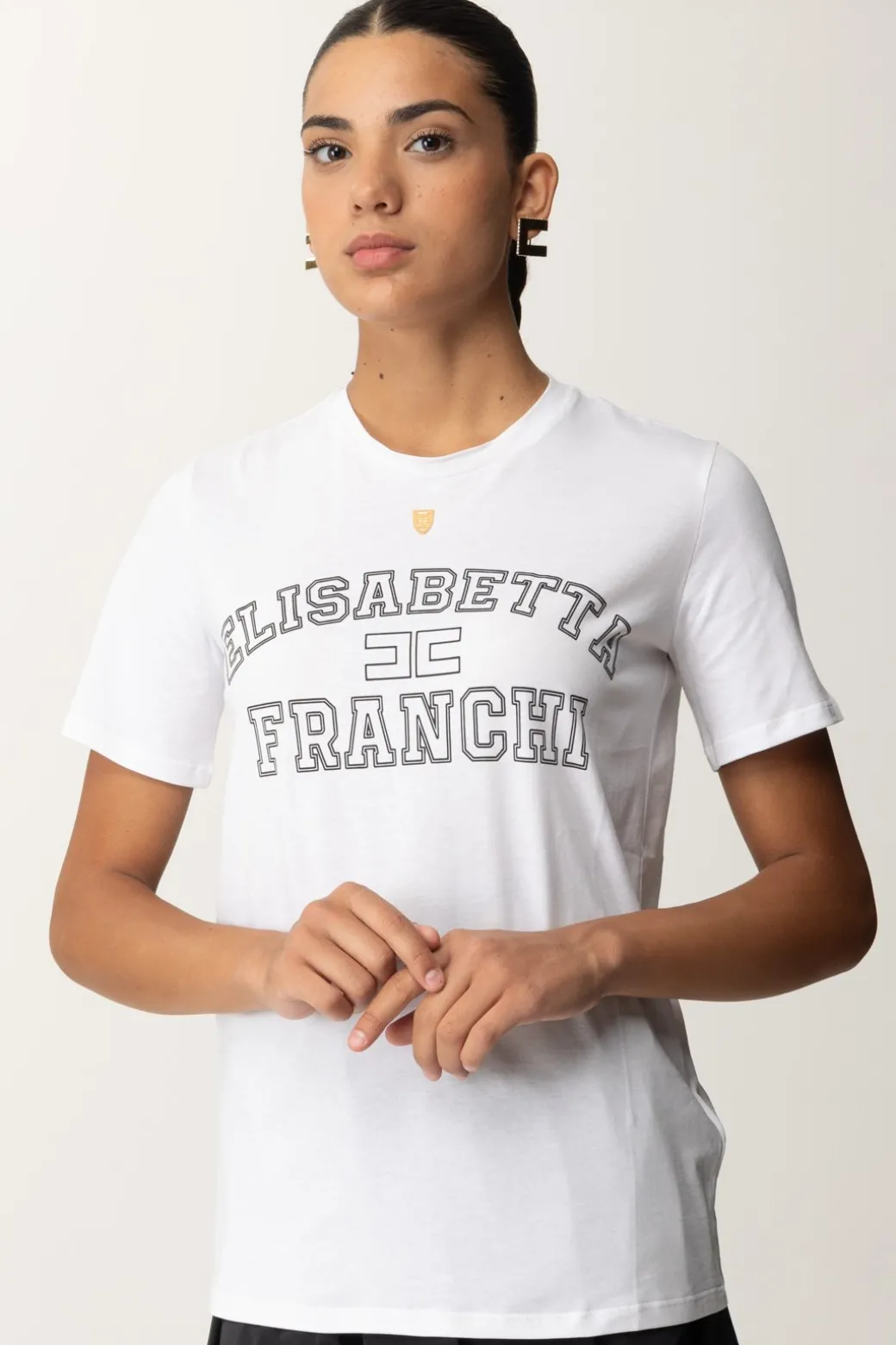 Donna Elisabetta Franchi T-shirt In Jersey con Stampa College