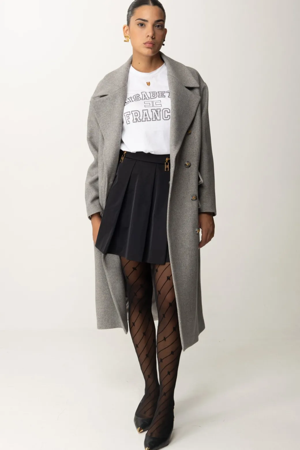 Donna Elisabetta Franchi T-shirt In Jersey con Stampa College