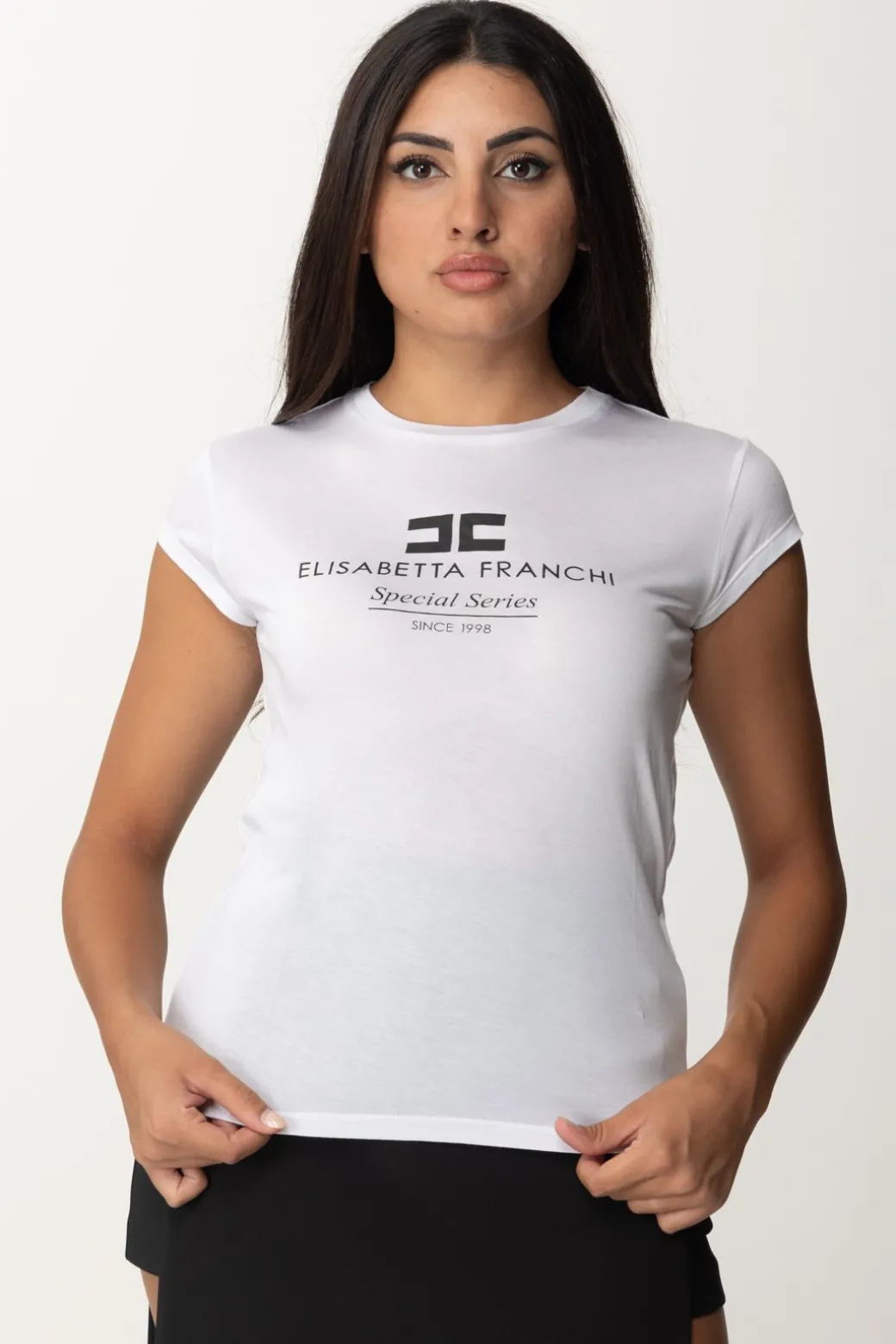 Donna Elisabetta Franchi T-shirt In Jersey Modal con Stampa Logo