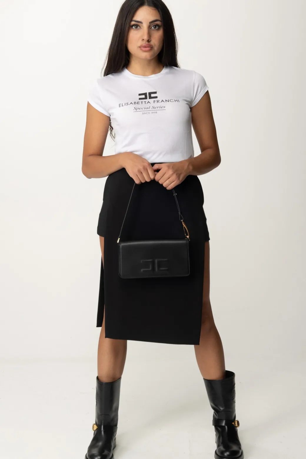 Donna Elisabetta Franchi T-shirt In Jersey Modal con Stampa Logo