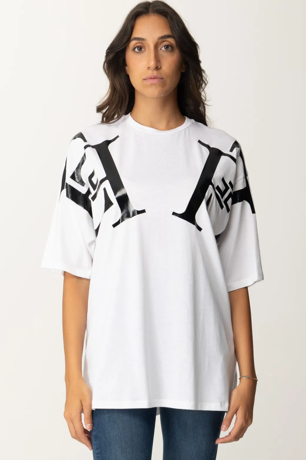 Donna Elisabetta Franchi T-shirt Over con Maxi Logo