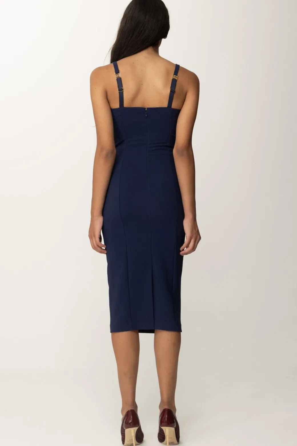 Donna Elisabetta Franchi Tubino Stretch Taglio Coppe e Charm