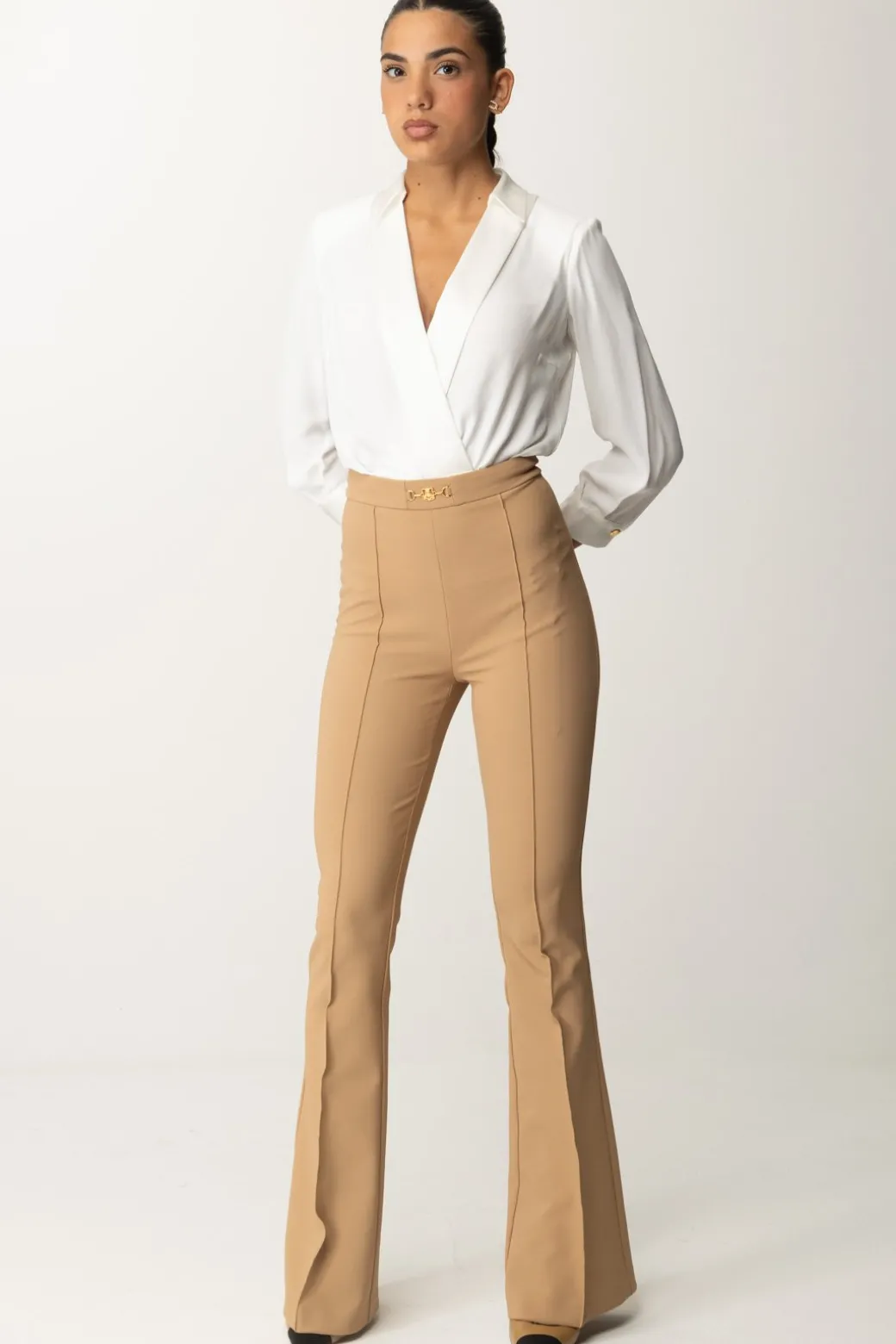 Donna Elisabetta Franchi Tuta con Camicia e Pantalone Svasato