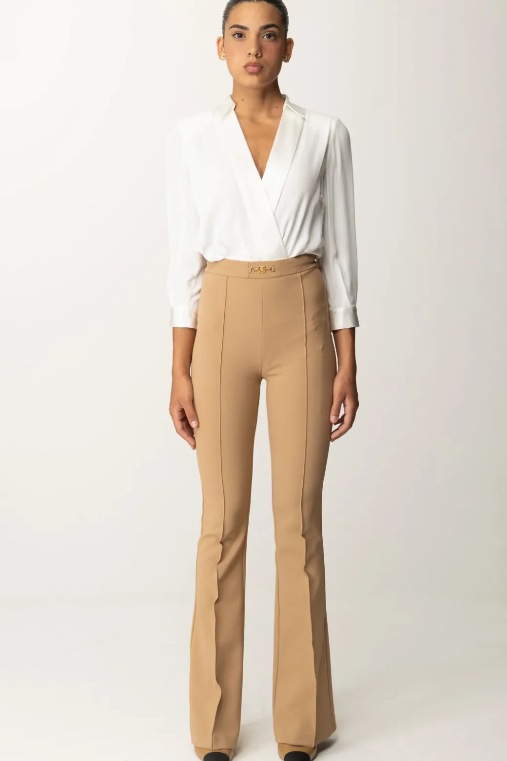 Donna Elisabetta Franchi Tuta con Camicia e Pantalone Svasato