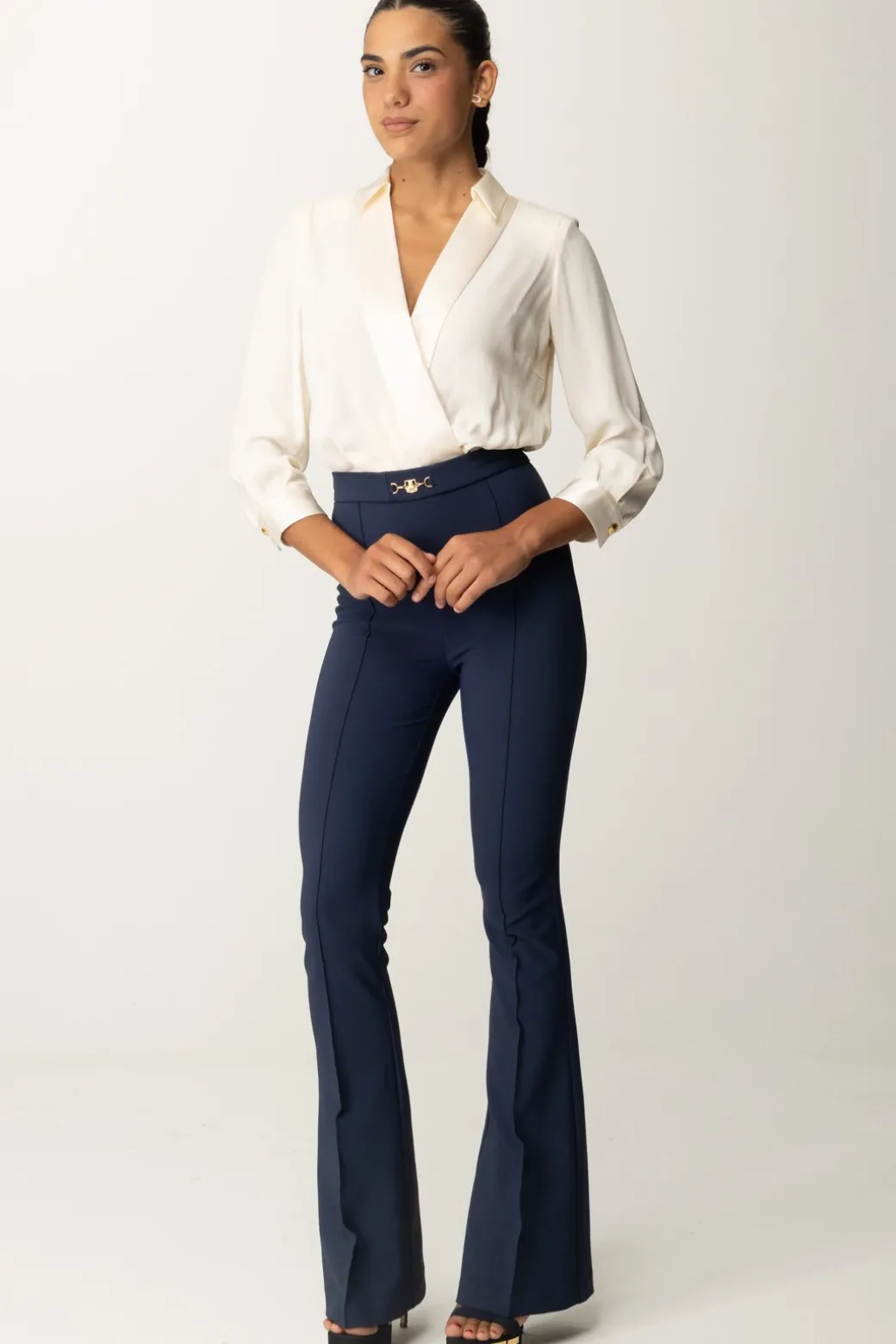 Donna Elisabetta Franchi Tuta con Camicia e Pantalone Svasato