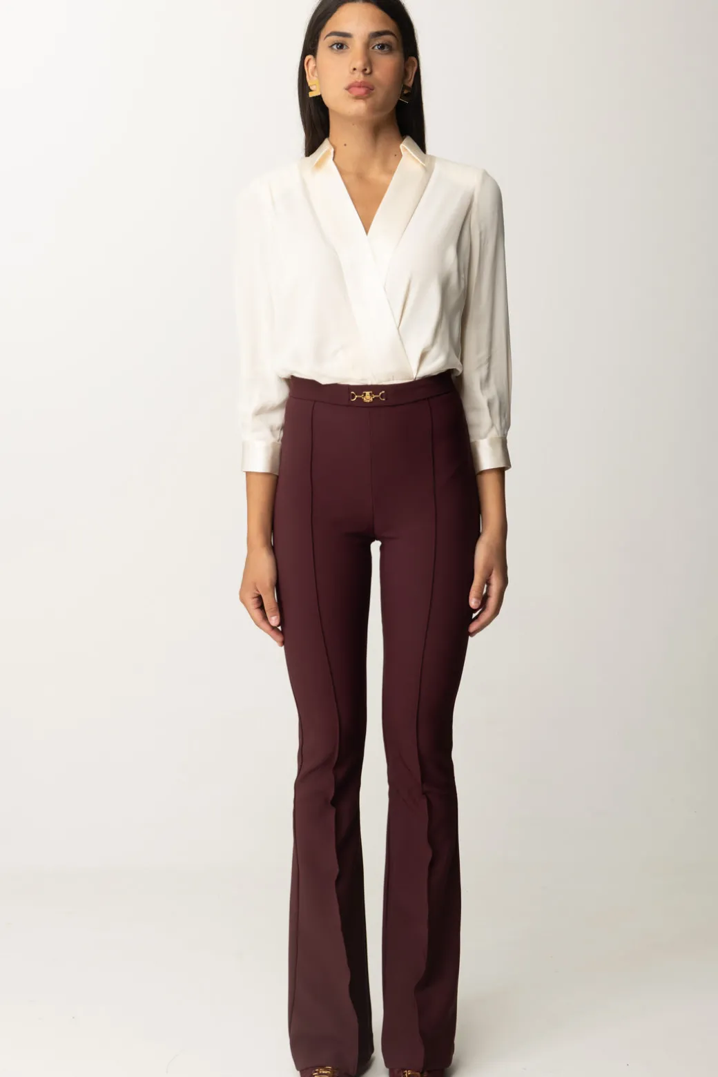 Donna Elisabetta Franchi Tuta con Camicia e Pantalone Svasato