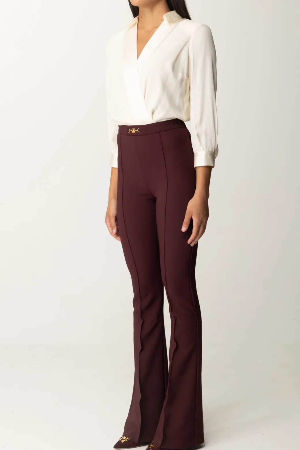 Donna Elisabetta Franchi Tuta con Camicia e Pantalone Svasato