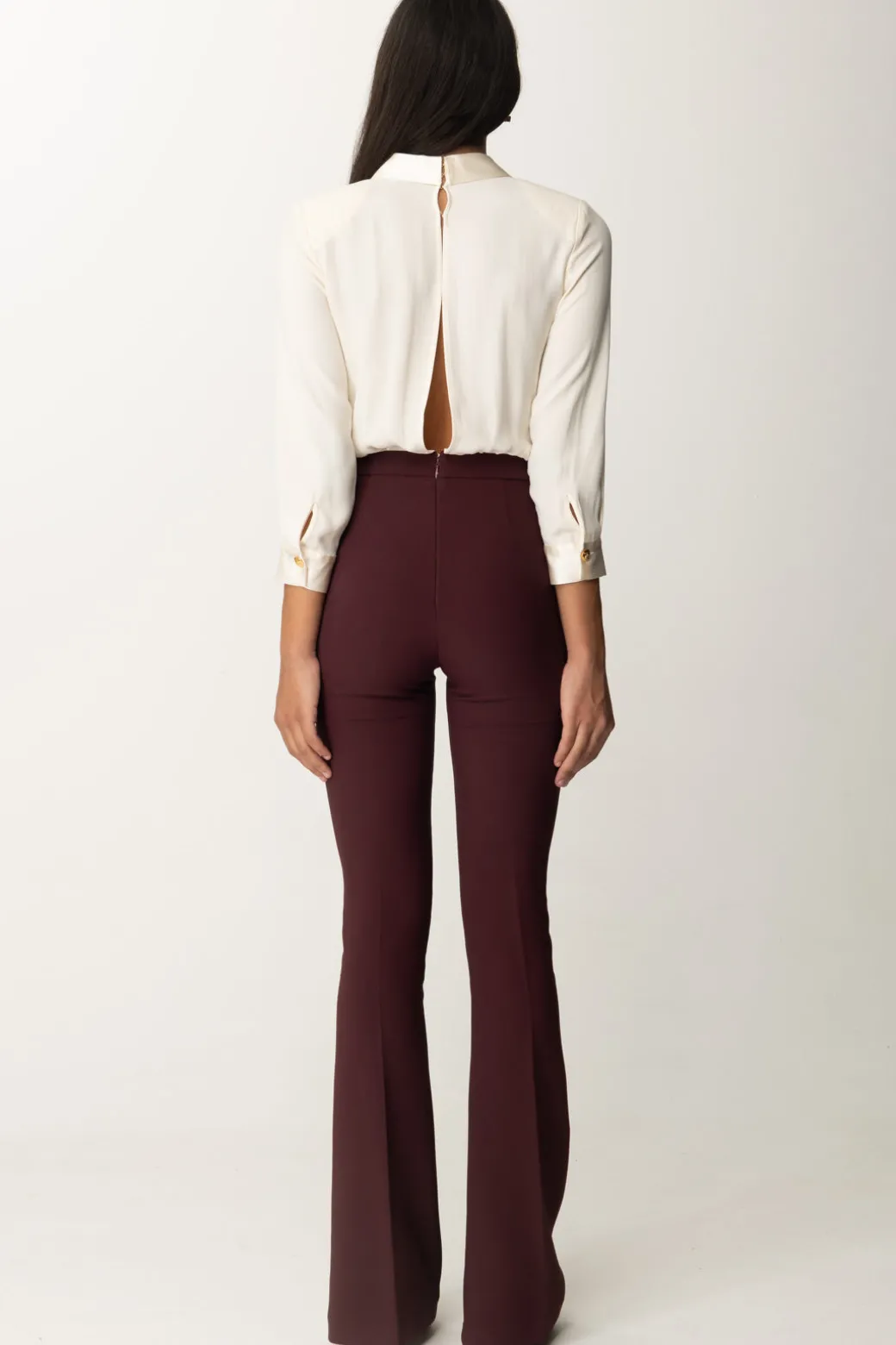 Donna Elisabetta Franchi Tuta con Camicia e Pantalone Svasato