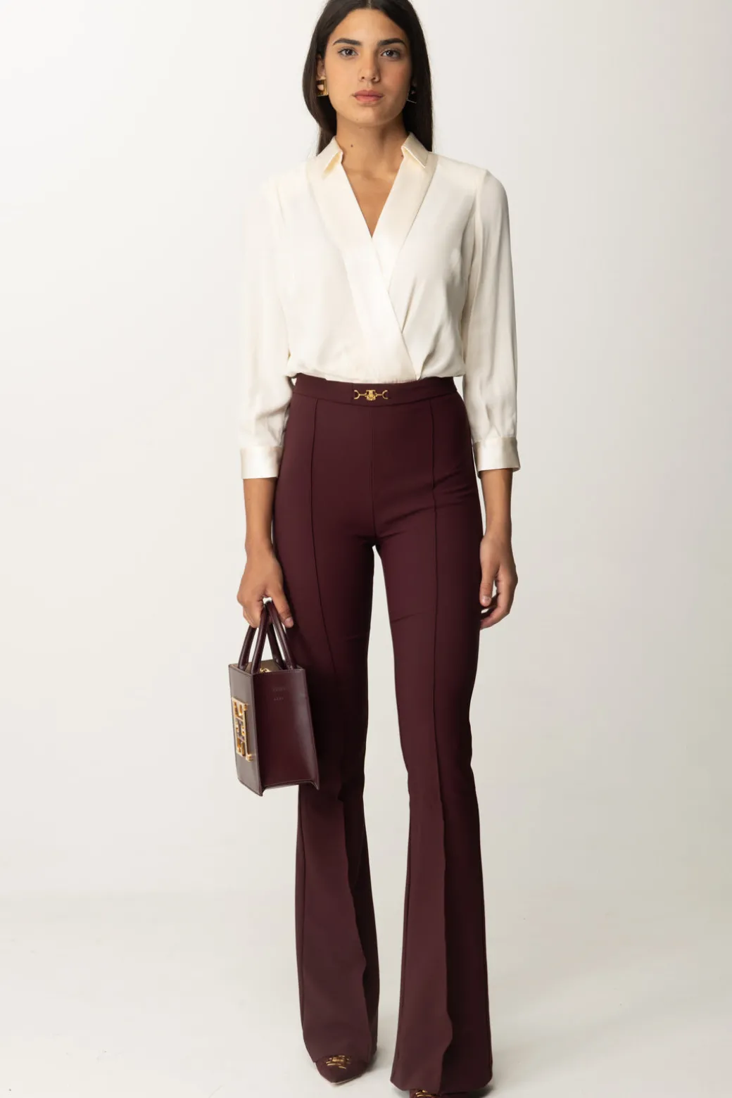 Donna Elisabetta Franchi Tuta con Camicia e Pantalone Svasato
