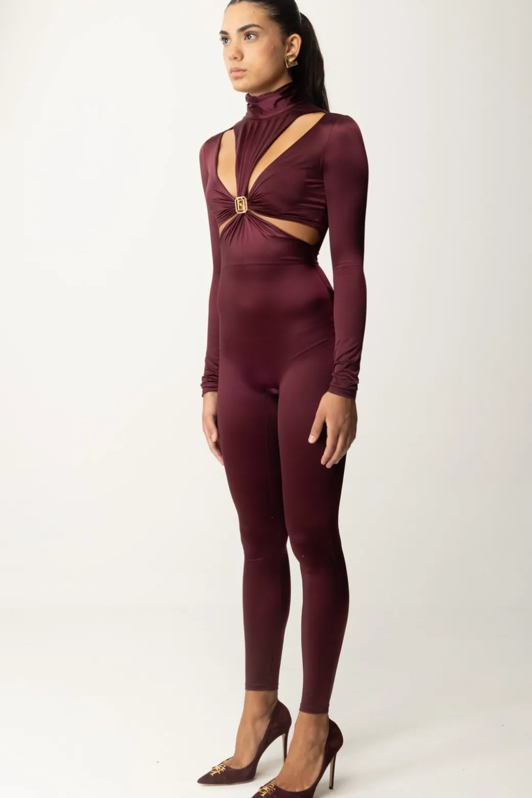 Donna Elisabetta Franchi Tuta In Lycra con Motivo Cut-out e Logo