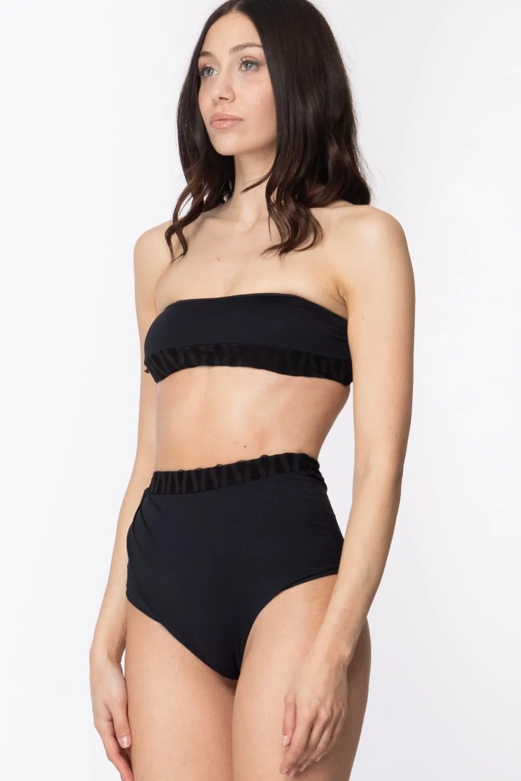 Donna Fk Bikini a Fascia con Slip a Vita Alta