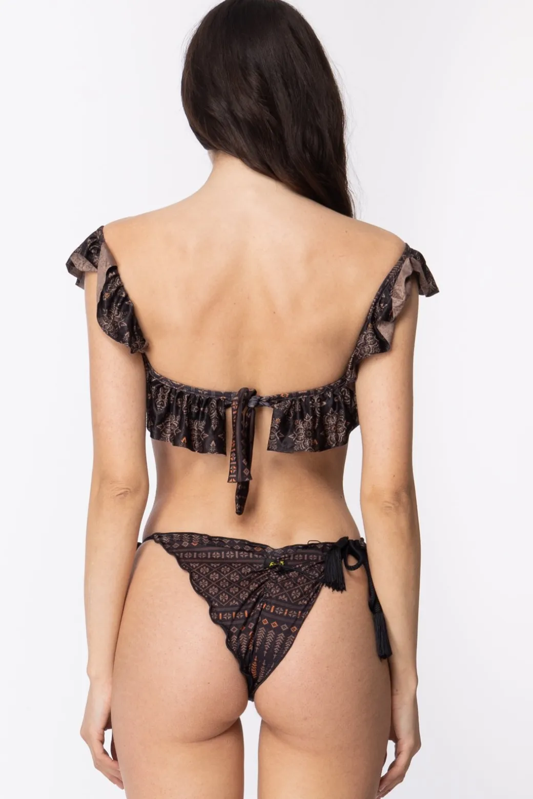 Donna Fk Bikini Fascia con Frappa e Chiusura Sul Retro Slip Laccetti