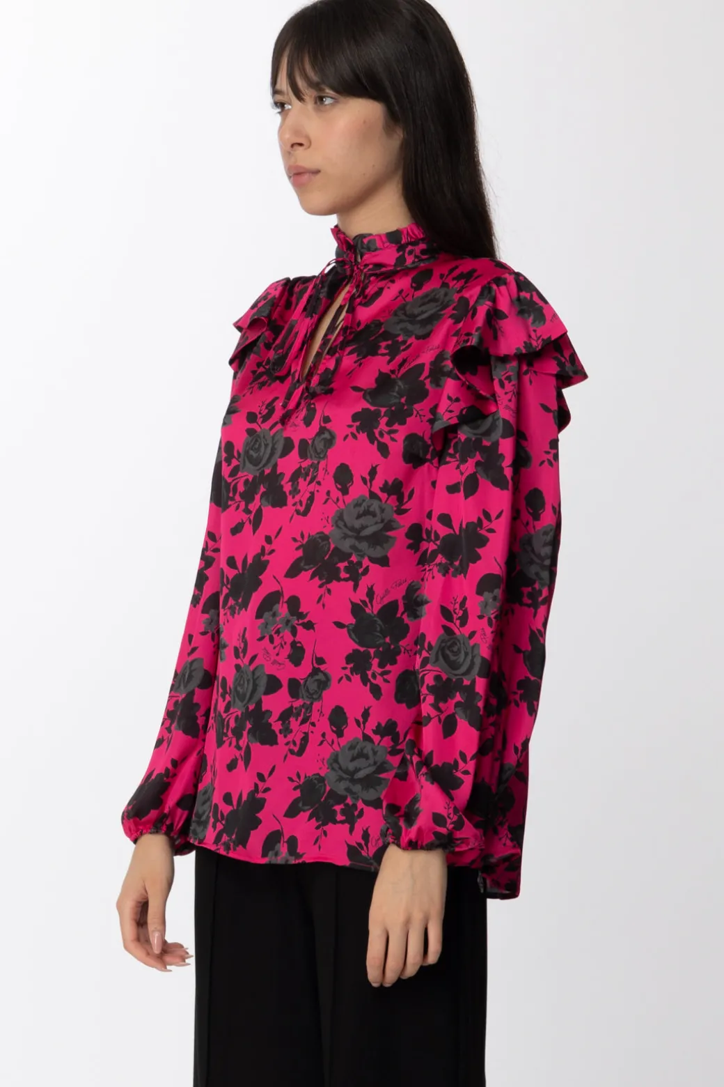 Donna Gaëlle Paris Blusa con Colletto e Stampa Floreale