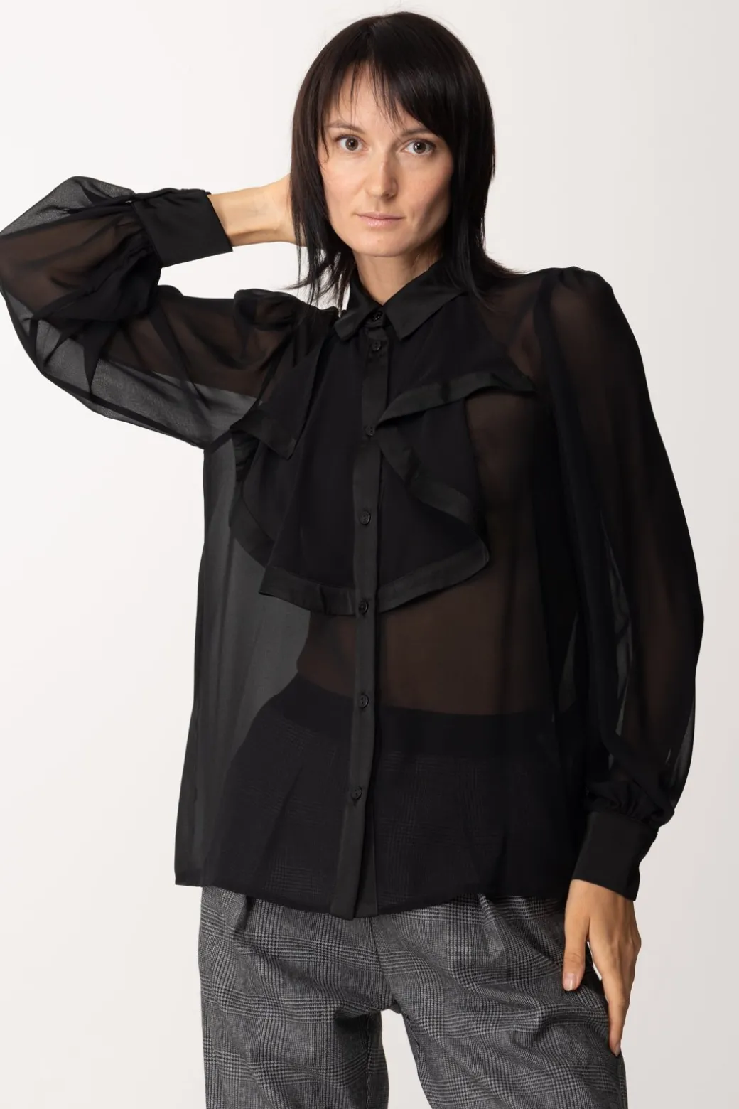 Donna Gaëlle Paris Blusa In Raso con Volant