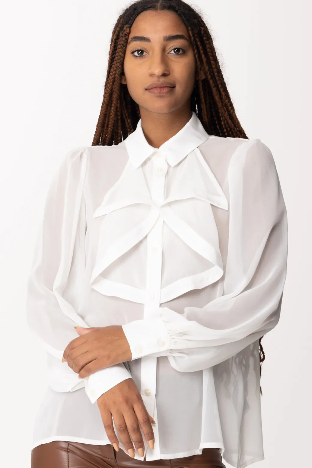Donna Gaëlle Paris Blusa In Raso con Volant