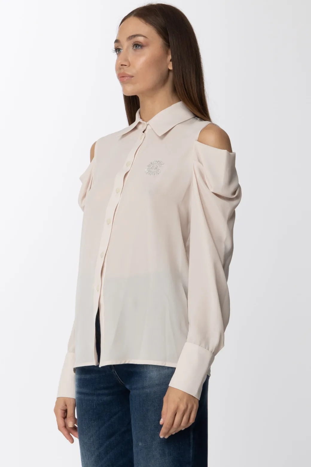 Donna Gaëlle Paris Camicia con Cut-out e Ricamo