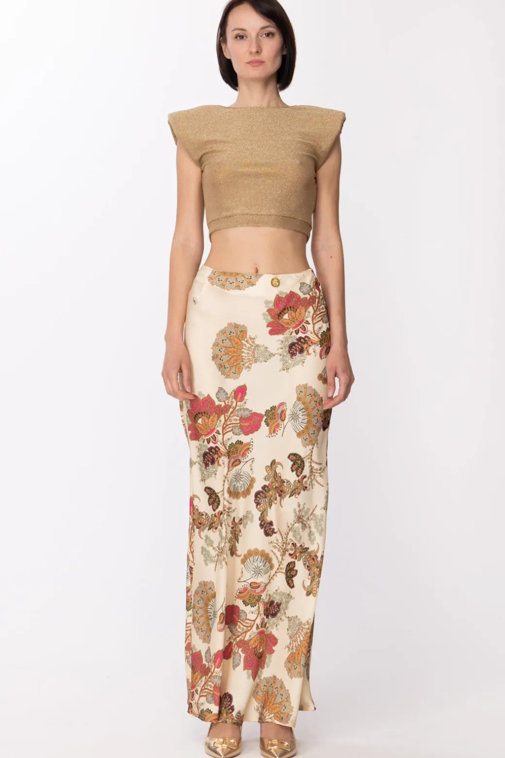 Donna Gaëlle Paris Crop Top In Jersey Lurex