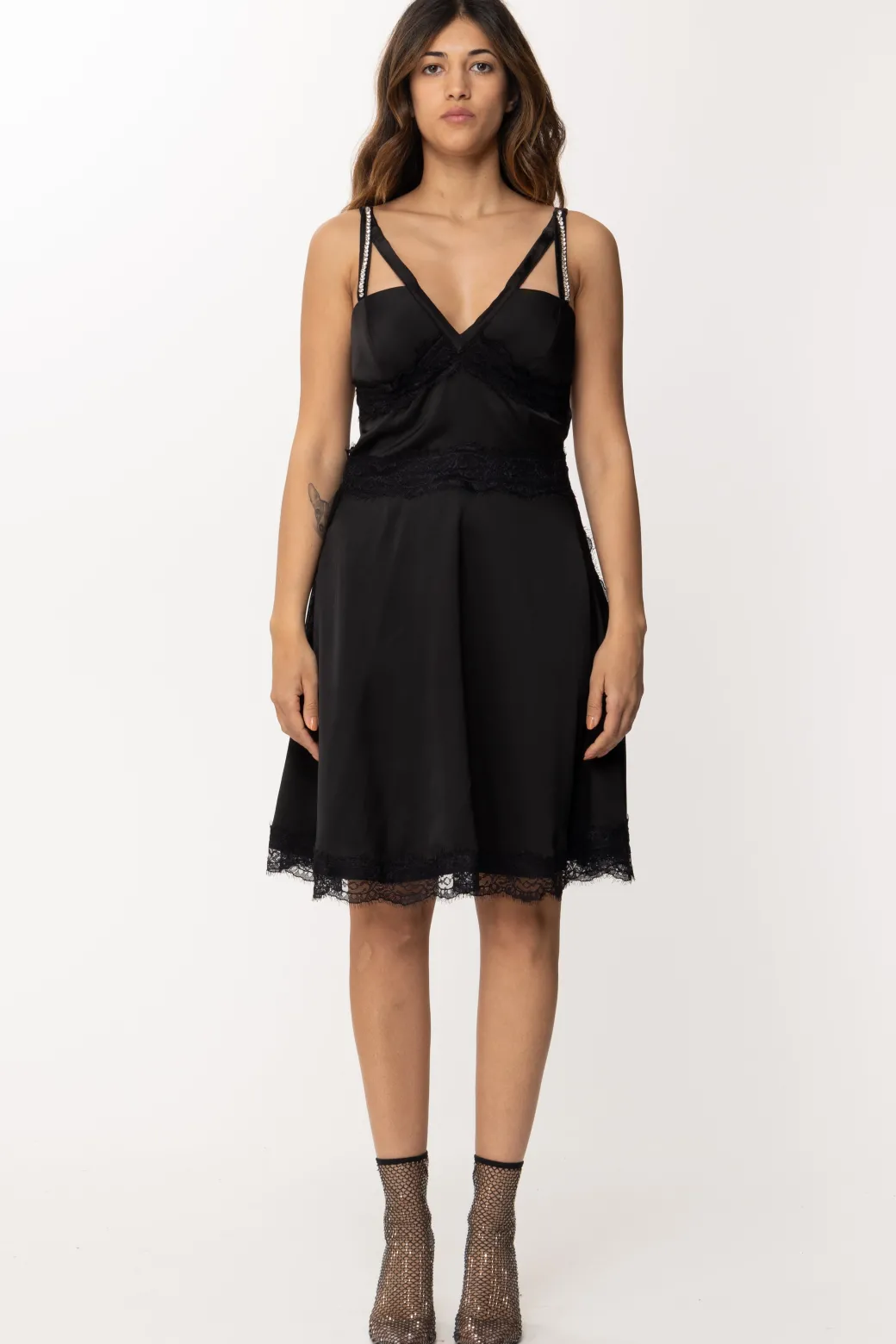 Donna Gaëlle Paris Mini Dress Lingerie con Inserti In Pizzo