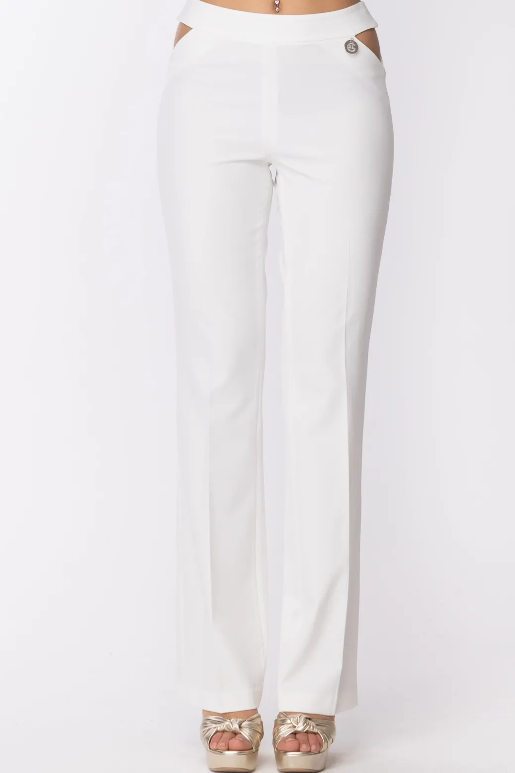 Donna Gaëlle Paris Pantaloni con Aperture Sui Fianchi