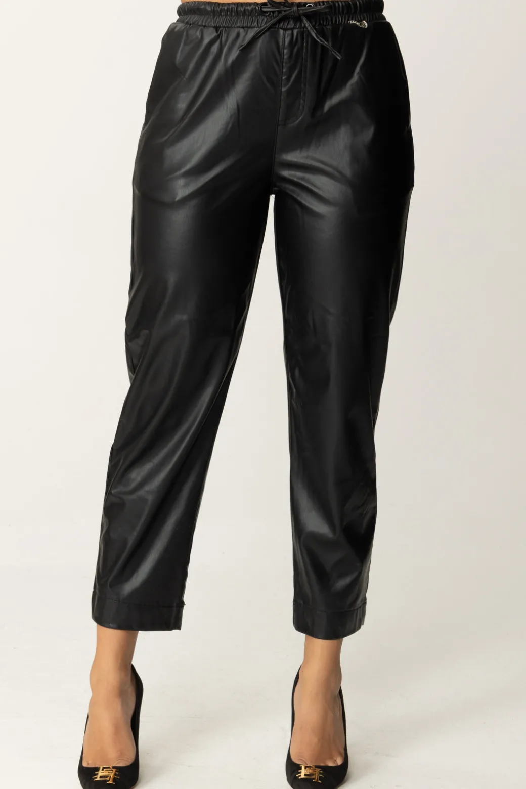 Donna Gaëlle Paris Pantaloni Jogger In Ecopelle con Coulisse