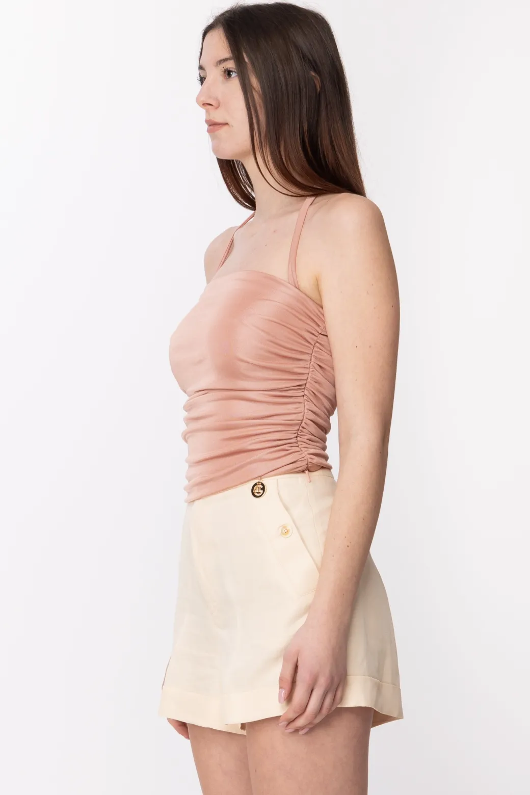 Donna Gaëlle Paris Top In Jeans a Incrocio con Foulard