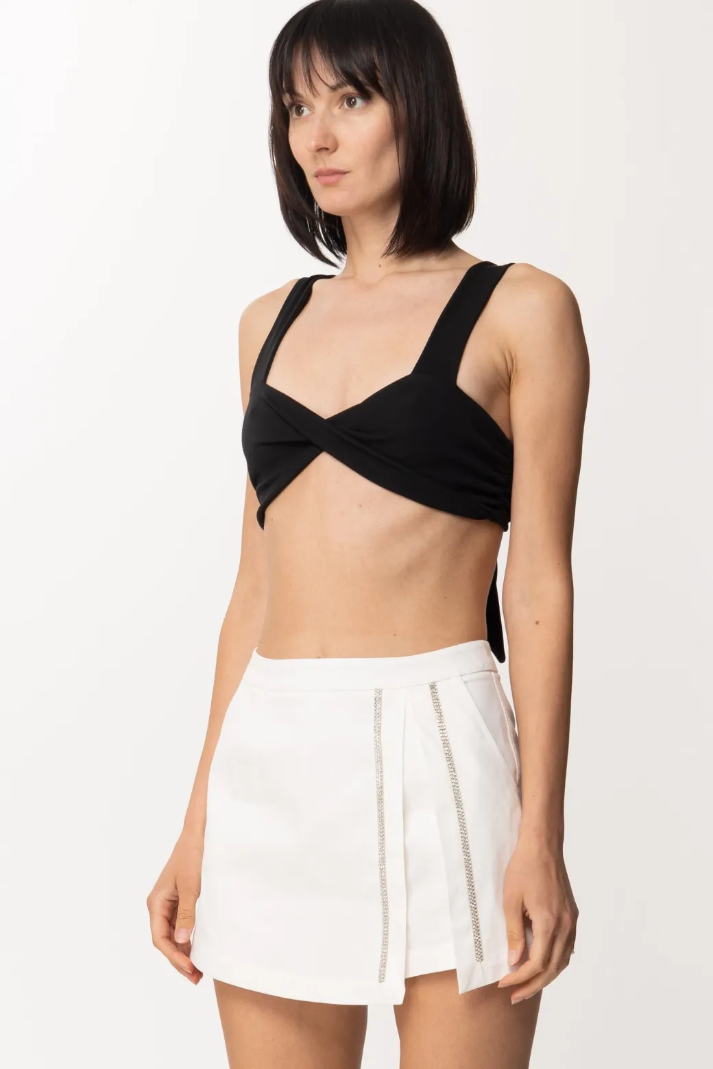 Donna Gina Micro Top a Incrocio con Fiocco Sul Retro