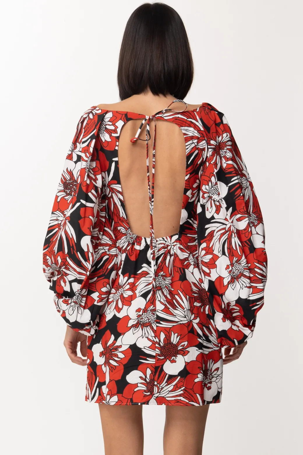 Donna Gina Mini Abito Fiori con Scollo Sul Retro