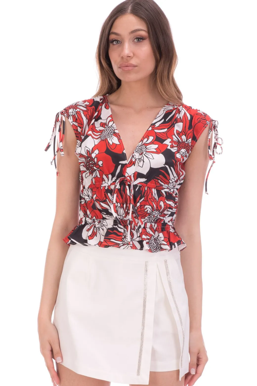 Donna Gina Top Double Curl a Fiori