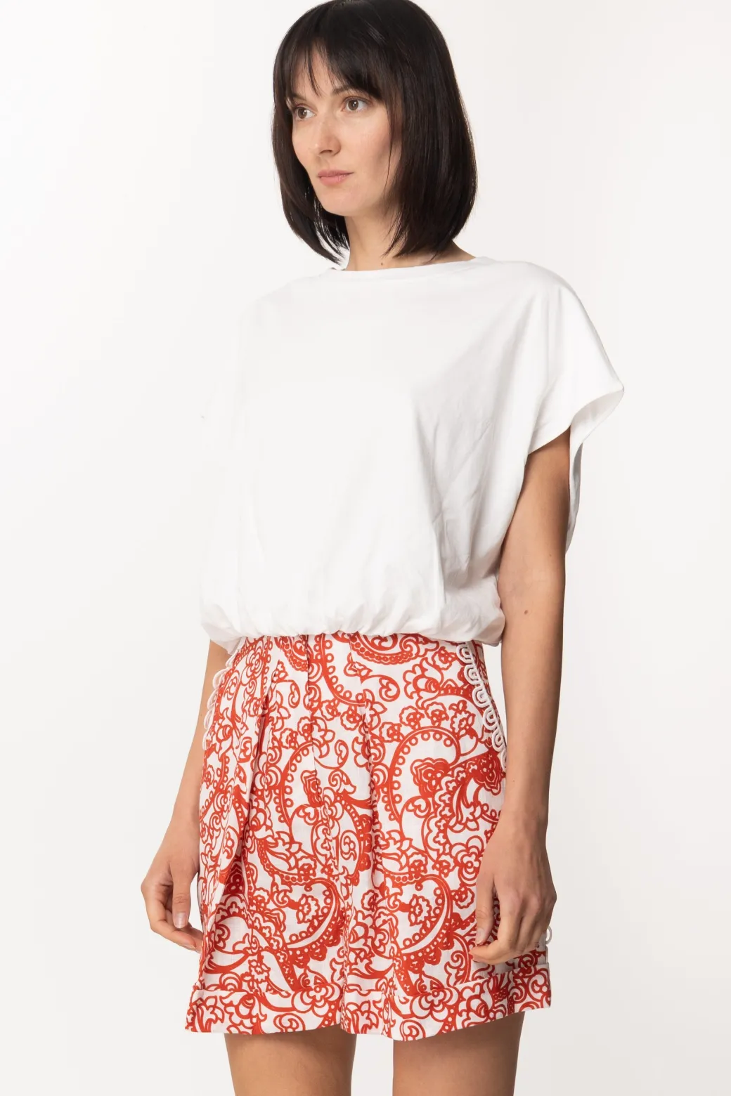 Donna Gina T-shirt Crop con Punto Vita Arricciato