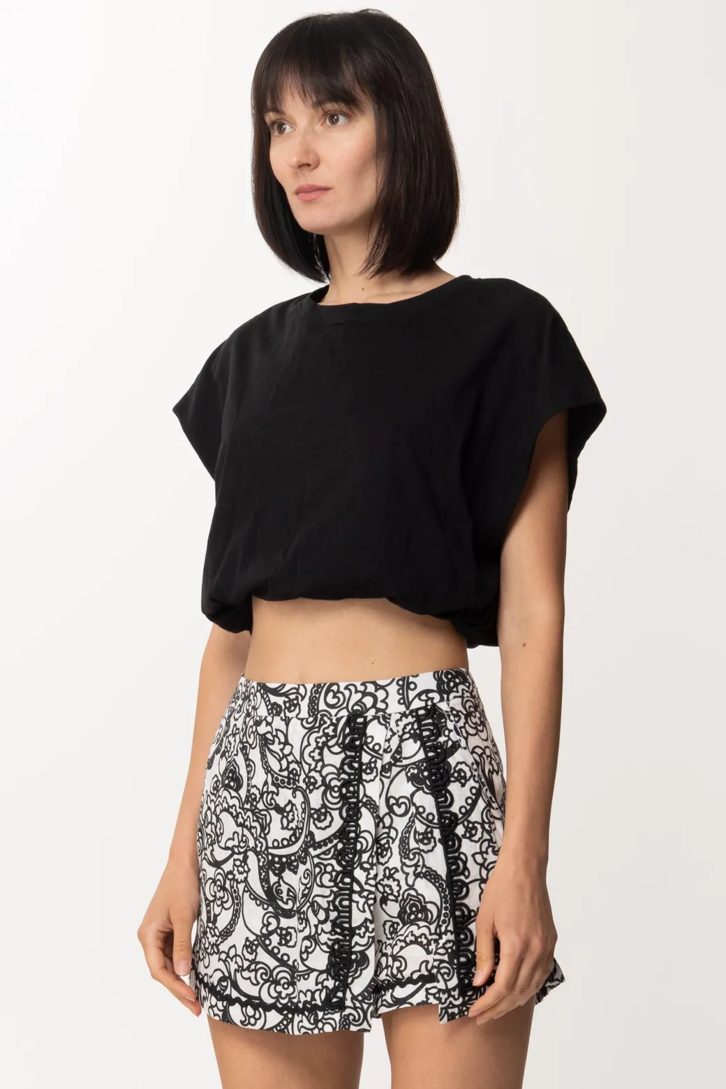 Donna Gina T-shirt Crop con Punto Vita Arricciato